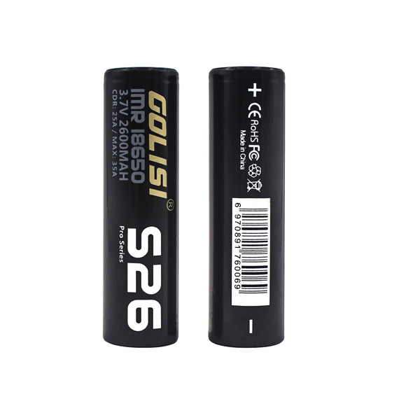 2Pcs GOLISI S26 2600mAh 25A CDR High Brain Powerful IMR 18650 Li-ion Rechargeable Battery Case