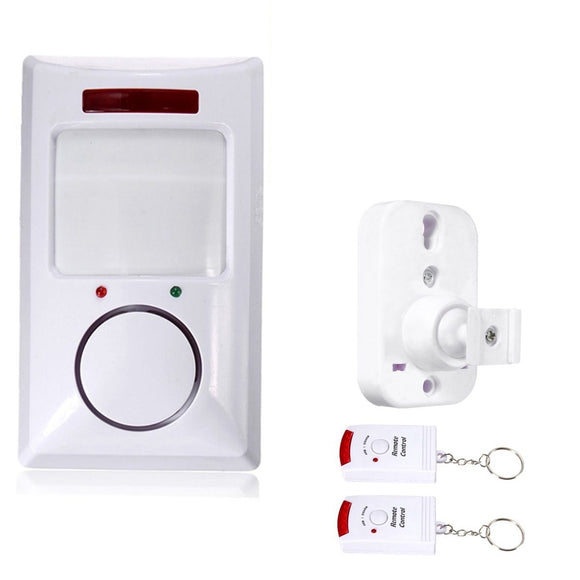 Wireless PIR Motion Infrared Sensor Anti-theft Detector Intruder Alarm + 2 Remote Controller + Holder