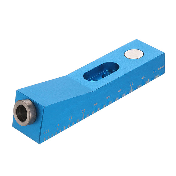 Aluminum Alloy One-hole Pocket Hole Jig with Magnet 9.5mm Oblique Hole Drill Guide Woodworking Tool
