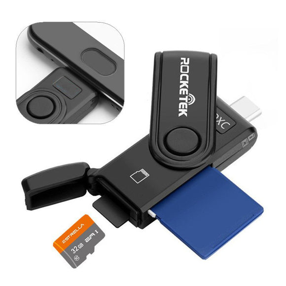 ROCKETEK 3 Slots Type-c OTG TF Card Memory Card Reader for Xiaomi Huawei Mobile Phone Tablet