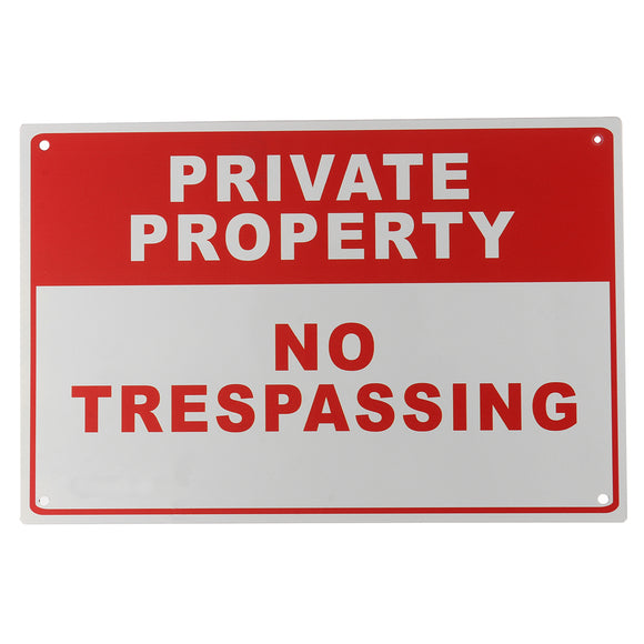 Metal Private Property No Trespassing Safety Warning Sign 4 Drilled Hole 20x30cm