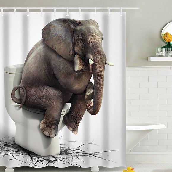 180x180CM Elephant Waterproof Bathroom Shower Curtain 12 Hooks