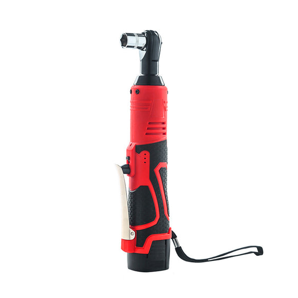 3/8'' 18V 60N.m Cordless Ratchet 90 Right Angle Wrench Tool Portable Electric LED Wrench with 2X Li-ion Battery 7 Socket Set