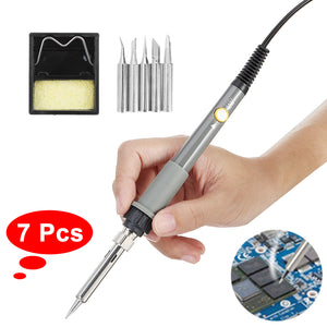 7pcs 60W Wood Burning Pen Soldering Tool Crafts Tool Set Pyrography Kit Tips