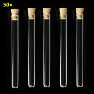 50pcs 150 x 15 mm Transparent PP Test Tubes With Cork Stopper