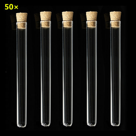 50pcs 150 x 15 mm Transparent PP Test Tubes With Cork Stopper