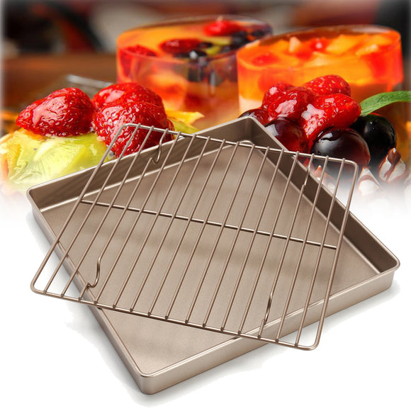 11'' Golden Square Kitchen Cooling Rack Bread Holder Stand Baking Cake Pan Tools