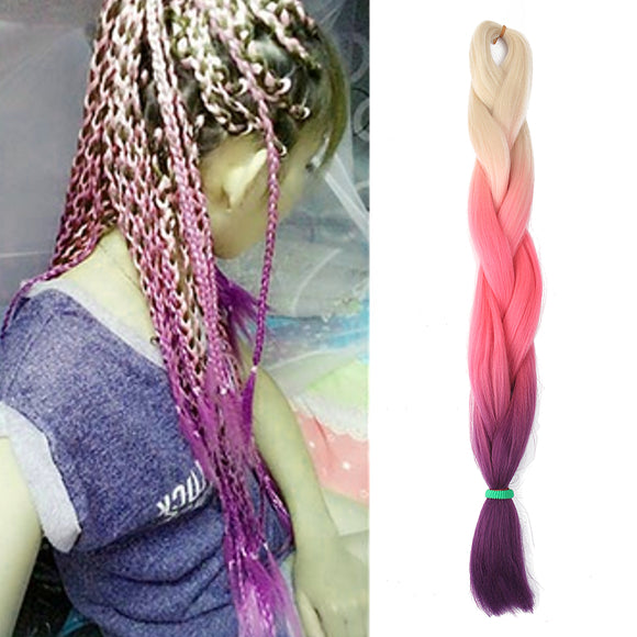 High Temperature Synthetic Fiber Wig Gradient Colorful Ponytail Hair Extensions Costume Party