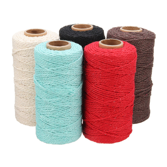 5 Colors 2mm Natural Cotton Twisted Cord Rope Macrame Linen Jute DIY Braided Wire Craft 100Yd