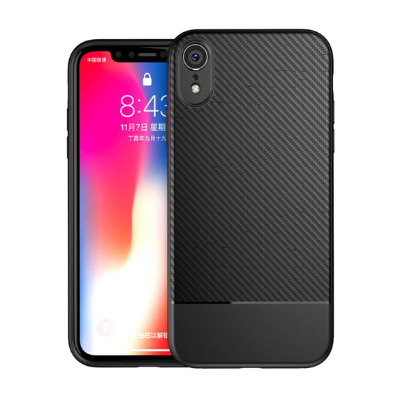 Bakeey Carbon Fiber Fingerprint Resistant Soft TPU Protective Case For iPhone XR 6.1