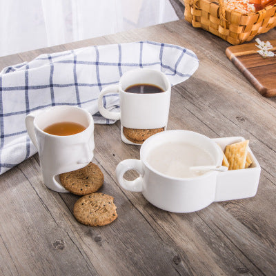 Ceramic Cookies Cup Dunk Mug with Biscuit Holder Face Shape Cookie Ceramic Coffee Tea Mug