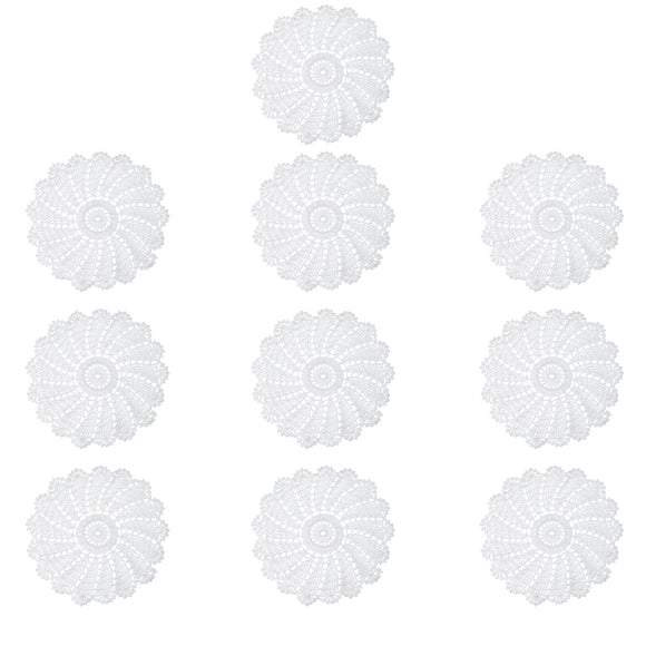 10Pcs/Set Hand Crocheted Doilies Cotton Woven Round Cup Dish Table Tablecloth Placemat Decorations