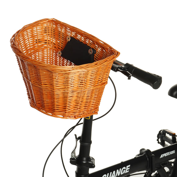 Bicycle Basket Rattan Bike Front Basket Carrying Shopping Stuff Pets Fruits Storage Case Quick Release For Cycling