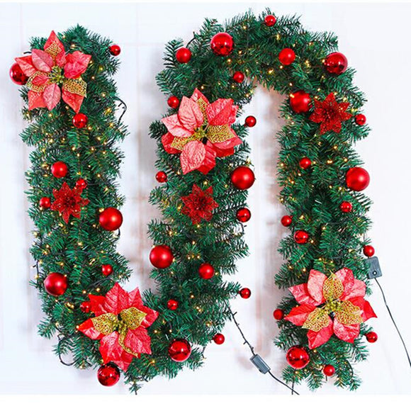 2.7M Christmas Decor Ornaments Christmas Tree Garland Rattan Bows Cane Home Wall Pine Decorations