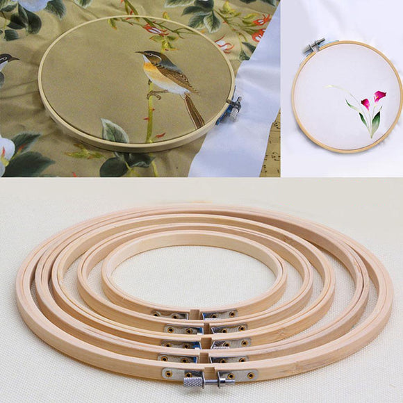Practical 13-26cm Cross Stitch Machine Bamboo Frame Embroidery Hoop Ring Round Hand DIY Needlecraft