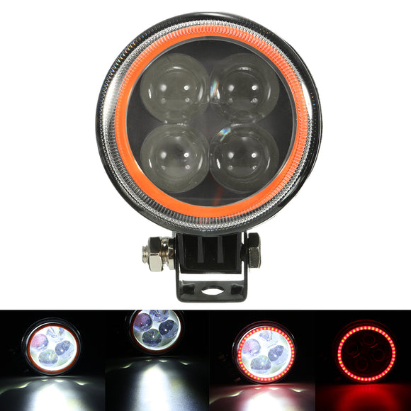 9V-30V 12V Round LED Hi/Lo Beam Work Light With RGB Angel Halo Spot Headlight