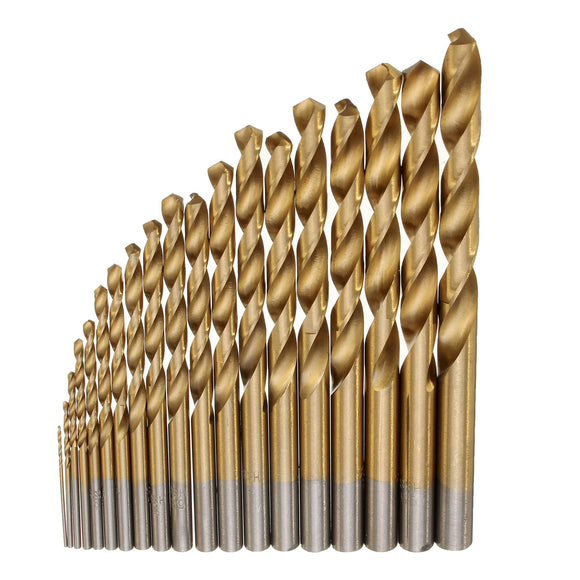 19pcs HSS 1-10mm Titanium Coated Twist Drill Bit Set Straight Shank Twist Drill for Metal Wood Drilling