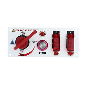 Car Modified Start Ignition Switch Two Rockers Switch Panel Red Light 20A 12V