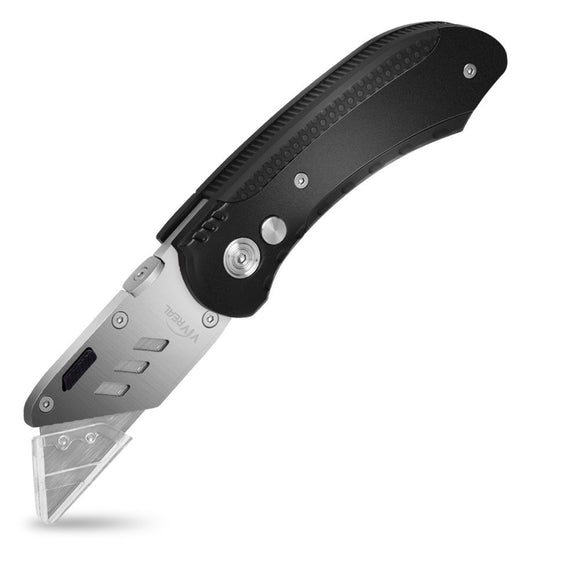 Utility Knife Box Cutter Heavy Duty Folding Pocket Knives Easy Release Button Quick Change and Lock