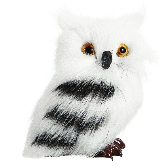 5PCS Owl White Black Furry Christmas Ornament Decoration Toys Adornment Simulation