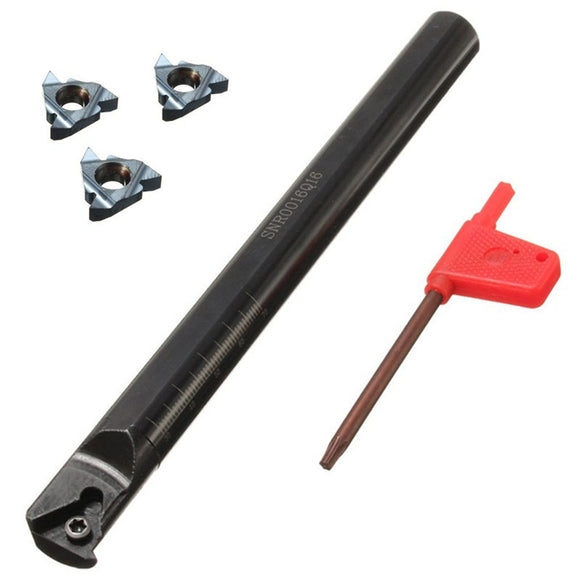 SNR0016Q16 16x180mm Threading Turning Tool Holder with 3pcs 16IR AG60 Carbide Insert