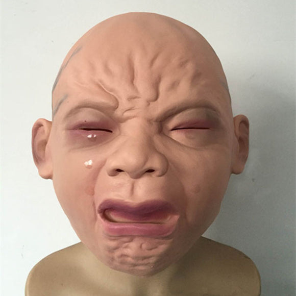 Halloween Party Baby Crying Latex Mask Haunted House Scary Cry Prop Funny New