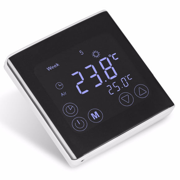 Weekly Programmable Underfloor Heating Thermostat LCD Touch Screen Room  Digital Thermometer Thermostat White Backlight