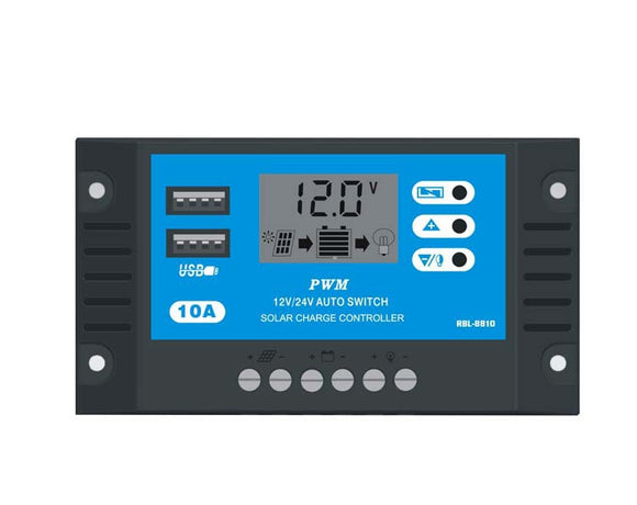 Minleaf ML-SC01 PWM  Solar Panel Controller 10A 12/24V Auto LCD Solar Charge Controller Dual USB 3A Battery Regulator Solar Controller