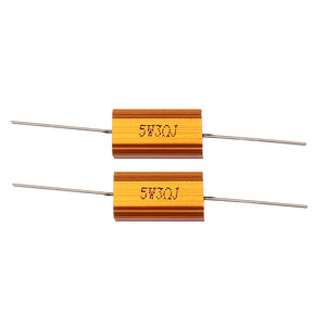 2pcs RX24 5W 3R 3RJ Metal Aluminum Case High Power Resistor Golden Metal Shell Case Heatsink Resistance Resistor