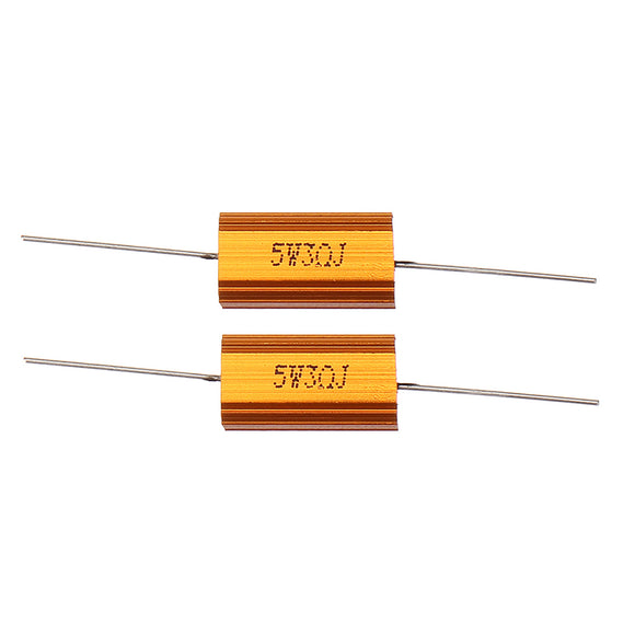 2pcs RX24 5W 3R 3RJ Metal Aluminum Case High Power Resistor Golden Metal Shell Case Heatsink Resistance Resistor