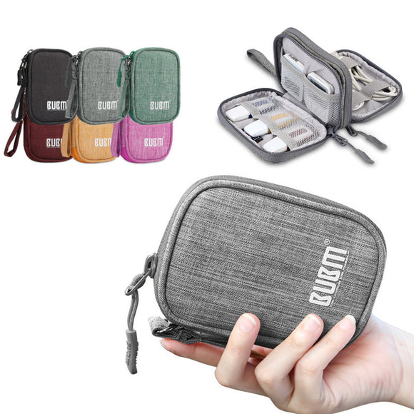 BUBM QYR Single Double Layer Electronics Accessories U Disk Cable Organizer Data Cable Storage Bag