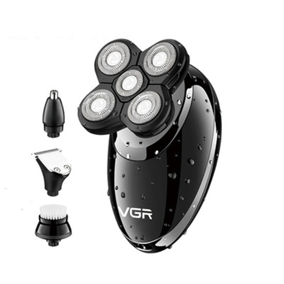 VGR 4 in1 Smart Electric Shaver Kit USB Rechargeable Waterproof Wet Dry Razor Beard Shaving Machine Hair Cleaning Shaver