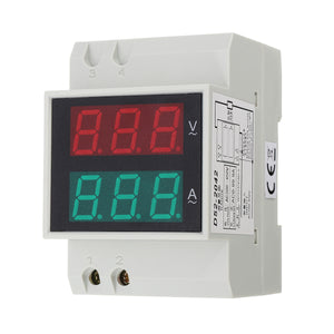 Din Rail AC LED Dual Display Volt Meterr Ammeter Voltage Ampere Gauge