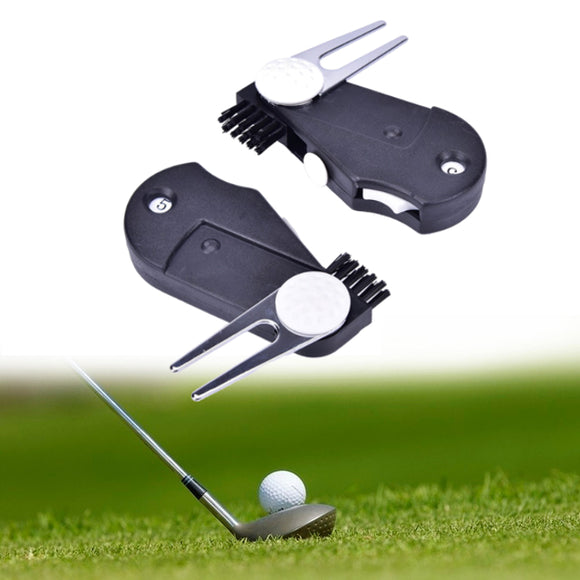5 in 1 Golf Multi-tool Brush Ball Marker Divot Tools Score Counter Groove Cleaner