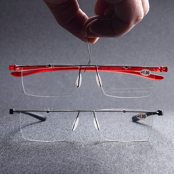 BROADISON Rimless Presbyopia Reading Glasses Super Lightweight Fashionable