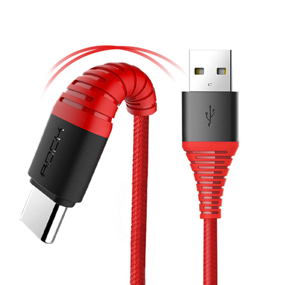 ROCK Hi-Tensile 3A Type C  Braided Fast Charging Cable 1m For OnePlus 5 Xiaomi 6 Mi A1 Mix 2 S8