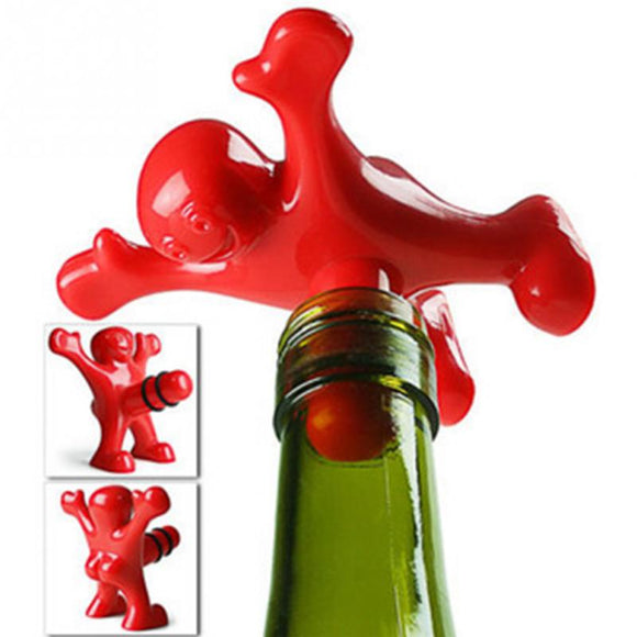 KCASA KC-SP003 Hot Sale 1pc Funny Happy Man Guy Wine Stopper Novelty Bar Tools Wine Cork Bottle Plug