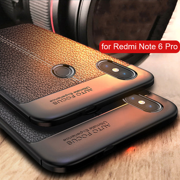 Bakeey Litchi Pattern Soft TPU Anti-fingerprint Back Protective Case For Xiaomi Redmi Note 6 Pro
