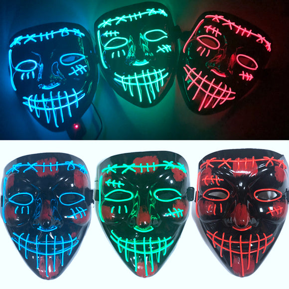 New Halloween Party Masks Glow LED Masks Light Up for Festival Cosplay Costume Funny Election DJ Party Decor Horror Rave Mask