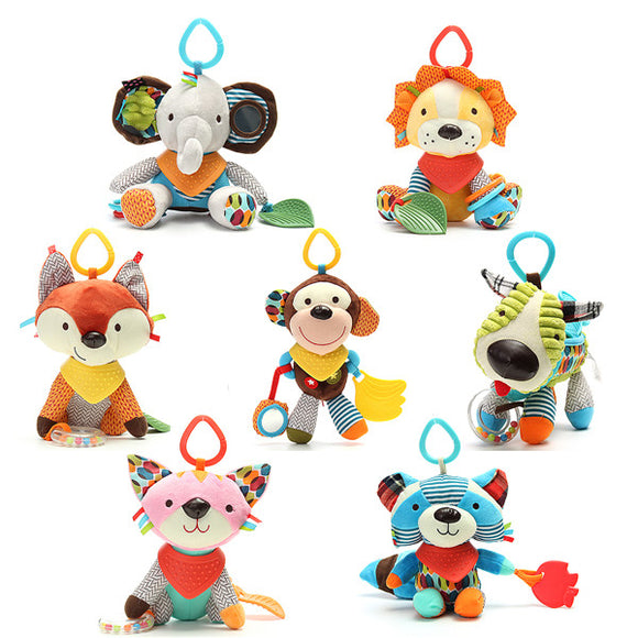 Baby Rattles Stuffed Toys Animal Socks Plush Rattle with Ring Bell Toy For Toddlers Learning