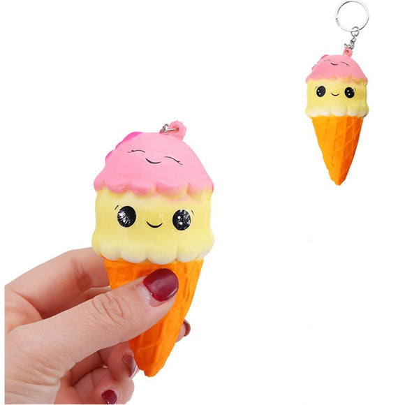 Squishy Ice Cream Cone 10*5.5cm Slow Rising With Key Chain Collection Gift Soft Toy