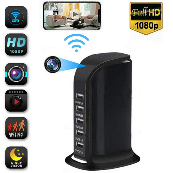 1080P Wireless Monitor Camera Multi-usb Wifi Phone Remote viewing Angle 90 with 5 USB Charger