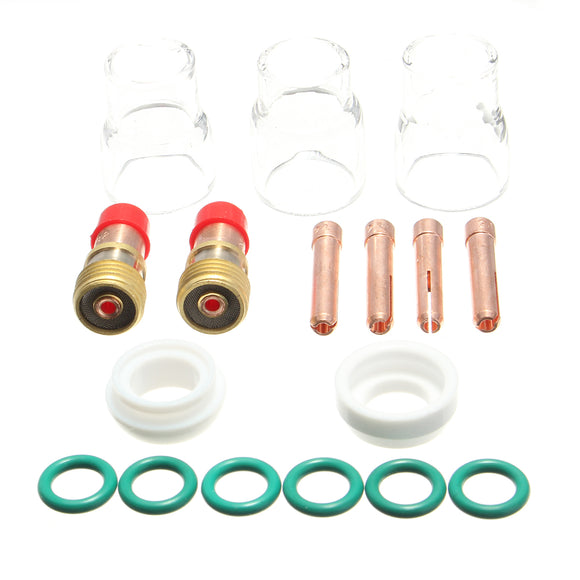 17Pcs 1.6mm TIG Welding Stubby Gas Lens Collet Body Torch Accessories WP-17/18/26