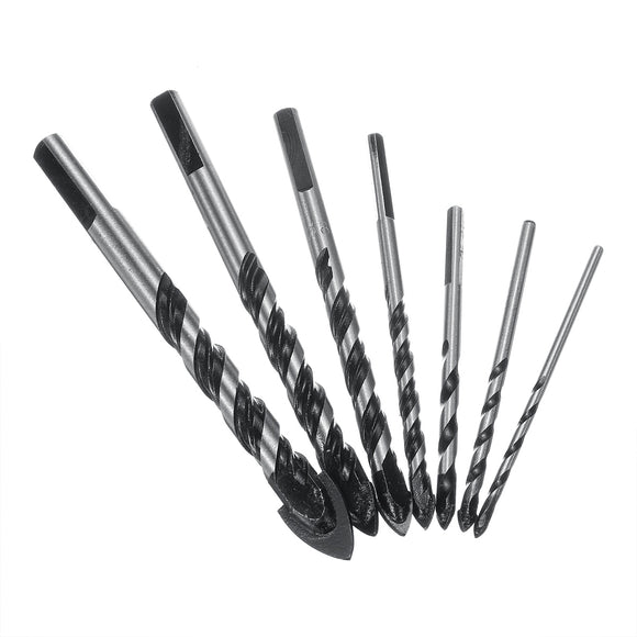 7pcs 3/4/5/6/8/10/12mm Triangle Twist Drill Bit Concrete Glass Ceramic Tile Marble Drill Bit Set