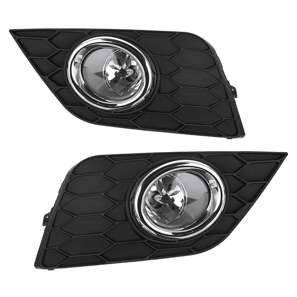 2Pcs Car Front Bumper Fog Light Lamp&Grilles with Harness For Nissan Sentra 2017-2019