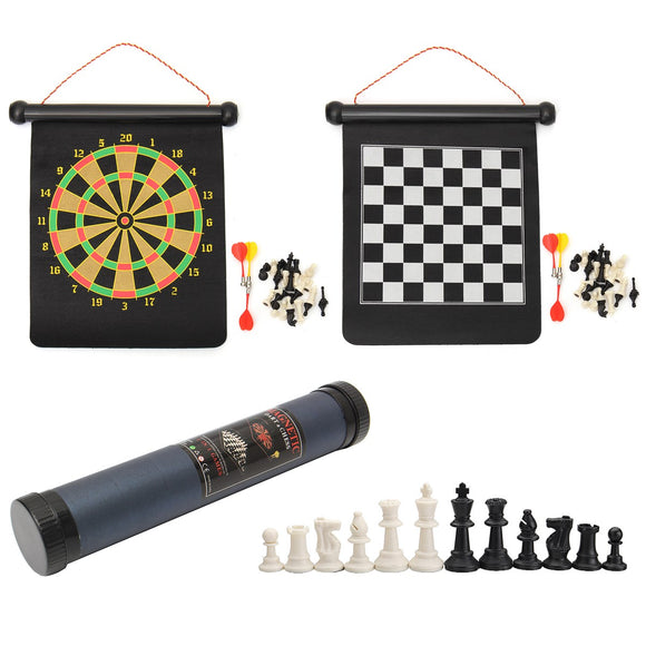 2 In 1 Travel Suspended Target Darts Outdoor Double-sided Magnetic Chess Plate Roll-up Game Tools