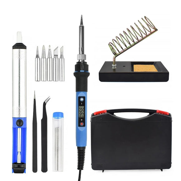 Toolour 80W 220V/110V Adjusting Temperature Electric Soldering Iron LCD Digital Display Welding Repair Tools Engraving Tool Kit