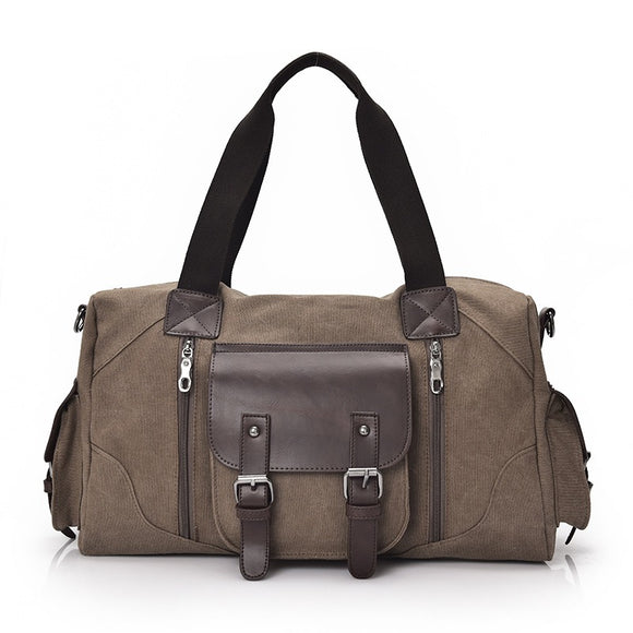 Men Canvas Duffel Bag Large Capacity Multi-function Travel Crossbody Bag