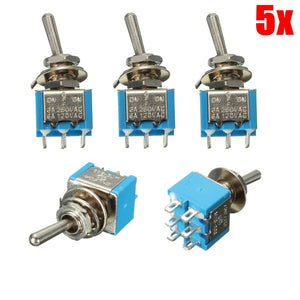 5ps 6 Pins 3 Position 3A 250V/6A 120V ON/OFF/ON Toggle Switch