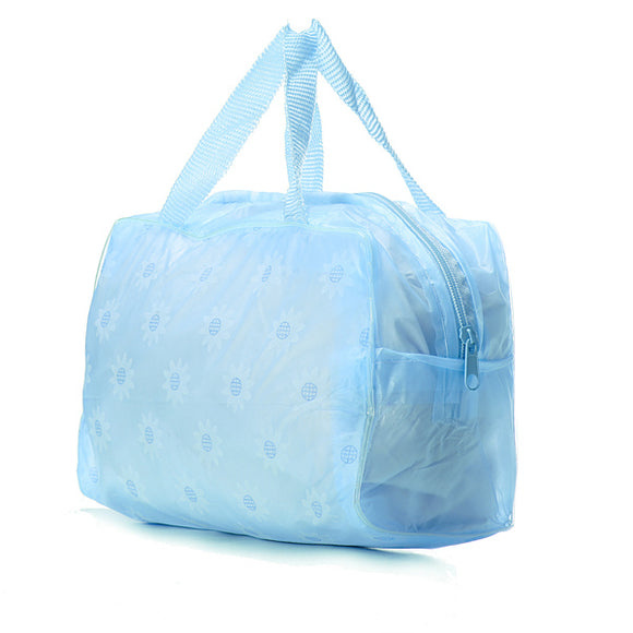 Transparent Printed Floral Bathing Cosmetic Waterproof Bag Makeup Bag